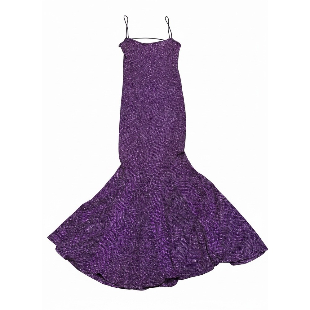 Vintage Taboo Y2K Purple Black Glitter Maxi Dress Whimsigoth Fairy Goth Glam